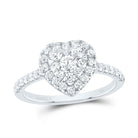 14K White Gold Diamond Elite Heart Single Halo Bridal Ring 7/8 Cttw - Splendid Jewellery