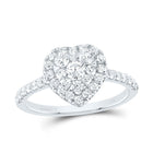 14K White Gold Diamond Elite Heart Single Halo Bridal Ring 7/8 Cttw - Splendid Jewellery