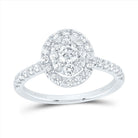 14K White Gold Diamond Elite Oval Single Halo Bridal Ring 1 Cttw - Splendid Jewellery
