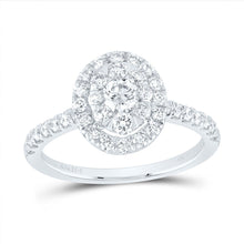 Load image into Gallery viewer, 14K White Gold Diamond Elite Oval Single Halo Bridal Ring 1 Cttw - Splendid Jewellery