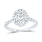 14K White Gold Diamond Elite Oval Single Halo Bridal Ring 1 Cttw - Splendid Jewellery