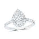 14K White Gold Diamond Elite Pear Single Halo Bridal Ring 7/8 Cttw - Splendid Jewellery