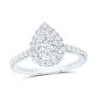 14K White Gold Diamond Elite Pear Single Halo Bridal Ring 7/8 Cttw - Splendid Jewellery