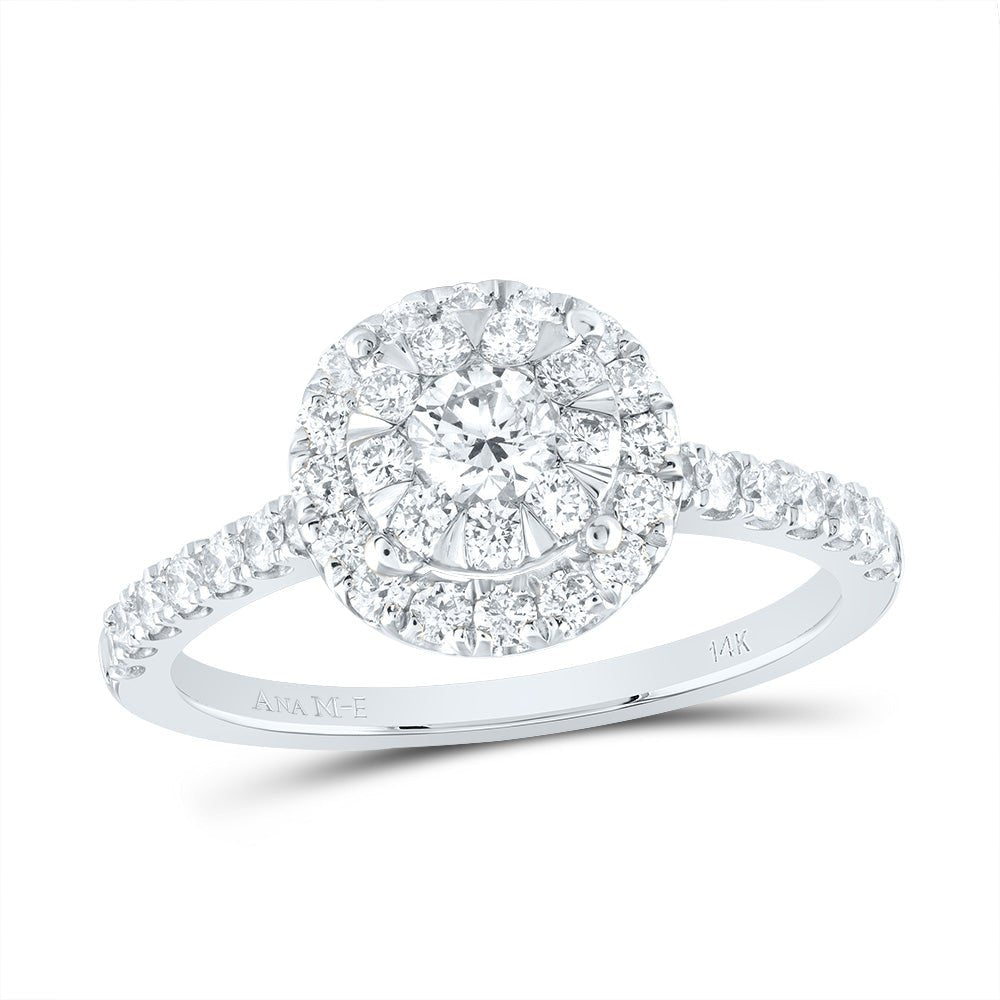 14K White Gold Diamond Elite Single Halo Bridal Ring 7/8 Cttw - Splendid Jewellery