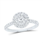 14K White Gold Diamond Elite Single Halo Bridal Ring 7/8 Cttw - Splendid Jewellery