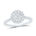 14K White Gold Diamond Elite Single Halo Bridal Ring 7/8 Cttw - Splendid Jewellery