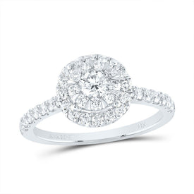 14K White Gold Diamond Elite Single Halo Bridal Ring 7/8 Cttw - Splendid Jewellery