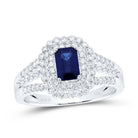 14K White Gold Diamond Emerald Blue Sapphire Gemstone Ring 1/2 Cttw - Splendid Jewellery