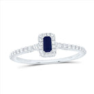 14K White Gold Diamond Emerald Blue Sapphire Gemstone Ring 1/5 Cttw - Splendid Jewellery