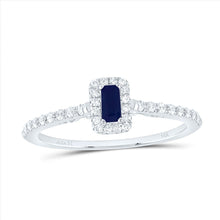 Load image into Gallery viewer, 14K White Gold Diamond Emerald Blue Sapphire Gemstone Ring 1/5 Cttw - Splendid Jewellery
