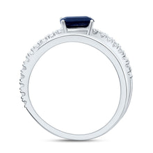 Load image into Gallery viewer, 14K White Gold Diamond Emerald Blue Sapphire Gemstone Women's Ring 1/3 Cttw - Splendid Jewellery