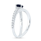 14K White Gold Diamond Emerald Blue Sapphire Gemstone Women's Ring 1/3 Cttw - Splendid Jewellery