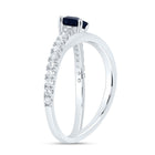 14K White Gold Diamond Emerald Blue Sapphire Gemstone Women's Ring 1/3 Cttw - Splendid Jewellery
