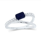 14K White Gold Diamond Emerald Blue Sapphire Gemstone Women's Ring 1/3 Cttw - Splendid Jewellery