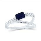 14K White Gold Diamond Emerald Blue Sapphire Gemstone Women's Ring 1/3 Cttw - Splendid Jewellery