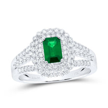 Load image into Gallery viewer, 14K White Gold Diamond Emerald Gemstone Ring 1/2 Cttw - Splendid Jewellery