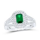 14K White Gold Diamond Emerald Gemstone Ring 1/2 Cttw - Splendid Jewellery