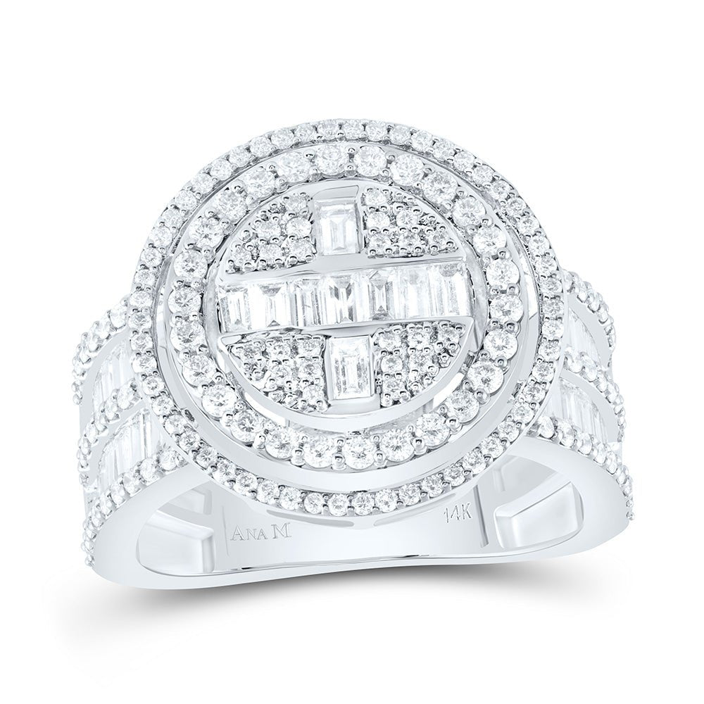 14K White Gold Diamond Fashion Baguette Bridal Ring 1 5/8 Cttw - Splendid Jewellery