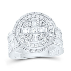 14K White Gold Diamond Fashion Baguette Bridal Ring 1 5/8 Cttw - Splendid Jewellery