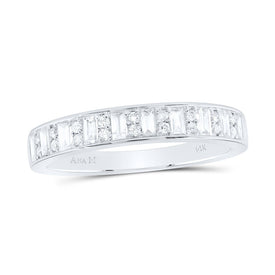 14K White Gold Diamond Fashion Baguette Ring 1/3 Cttw - Splendid Jewellery