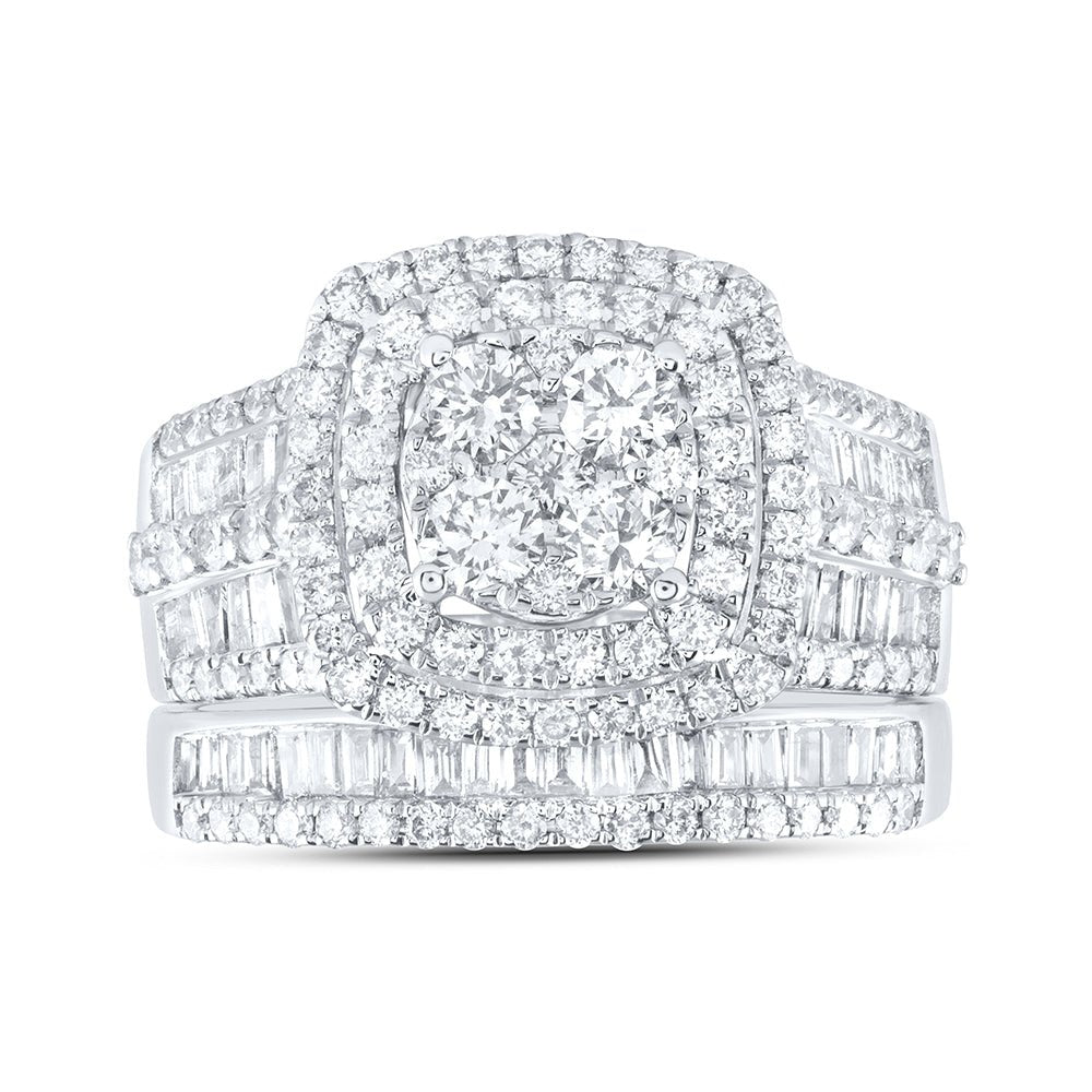 14K White Gold Diamond Fashion Bridal Set 2 1/4 Cttw - Splendid Jewellery