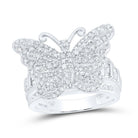14K White Gold Diamond Fashion Butterfly Ring 1 1/2 Cttw - Splendid Jewellery