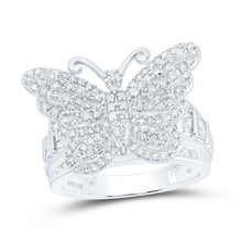 Load image into Gallery viewer, 14K White Gold Diamond Fashion Butterfly Ring 1 1/2 Cttw - Splendid Jewellery