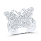 14K White Gold Diamond Fashion Butterfly Ring 1 1/2 Cttw - Splendid Jewellery