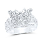 14K White Gold Diamond Fashion Butterfly Ring 1 Cttw - Splendid Jewellery