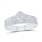 14K White Gold Diamond Fashion Clover Bridal Set 1/4 Cttw - Splendid Jewellery