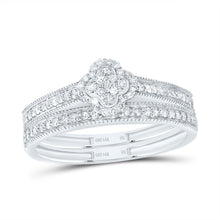Load image into Gallery viewer, 14K White Gold Diamond Fashion Clover Bridal Set 1/4 Cttw - Splendid Jewellery