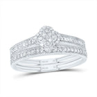 14K White Gold Diamond Fashion Clover Bridal Set 1/4 Cttw - Splendid Jewellery
