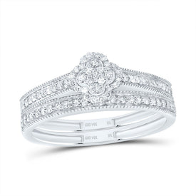 14K White Gold Diamond Fashion Clover Bridal Set 1/4 Cttw - Splendid Jewellery