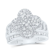 Load image into Gallery viewer, 14K White Gold Diamond Fashion Clover Ring 1 1/3 Cttw - Splendid Jewellery