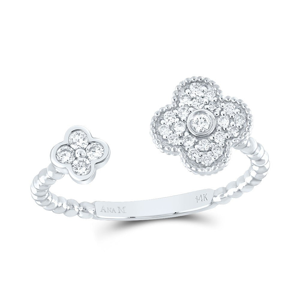 14K White Gold Diamond Fashion Clover Ring 1/5 Cttw - Splendid Jewellery