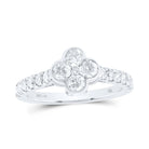 14K White Gold Diamond Fashion Clover Women's Ring 1 Cttw - Splendid Jewellery