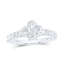 Load image into Gallery viewer, 14K White Gold Diamond Fashion Clover Women's Ring 1 Cttw - Splendid Jewellery