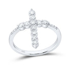 14K White Gold Diamond Fashion Cross Ring 5/8 Cttw - Splendid Jewellery