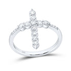 14K White Gold Diamond Fashion Cross Ring 5/8 Cttw - Splendid Jewellery