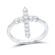 Load image into Gallery viewer, 14K White Gold Diamond Fashion Cross Ring 5/8 Cttw - Splendid Jewellery