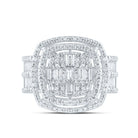 14K White Gold Diamond Fashion Cushion Baguette Bridal Ring 1 3/4 Cttw - Splendid Jewellery