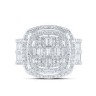 14K White Gold Diamond Fashion Cushion Baguette Bridal Ring 1 3/4 Cttw - Splendid Jewellery
