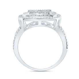 14K White Gold Diamond Fashion Cushion Baguette Bridal Ring 1 3/4 Cttw - Splendid Jewellery