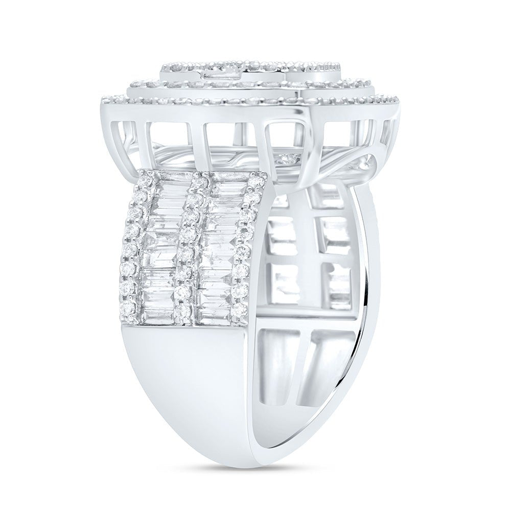 14K White Gold Diamond Fashion Cushion Baguette Bridal Ring 1 3/4 Cttw - Splendid Jewellery