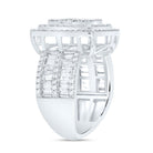 14K White Gold Diamond Fashion Cushion Baguette Bridal Ring 1 3/4 Cttw - Splendid Jewellery