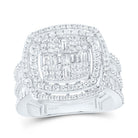 14K White Gold Diamond Fashion Cushion Baguette Bridal Ring 1 3/4 Cttw - Splendid Jewellery