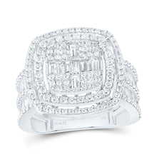 Load image into Gallery viewer, 14K White Gold Diamond Fashion Cushion Baguette Bridal Ring 1 3/4 Cttw - Splendid Jewellery