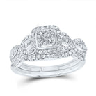 14K White Gold Diamond Fashion Cushion Bridal Set 1/2 Cttw - Splendid Jewellery