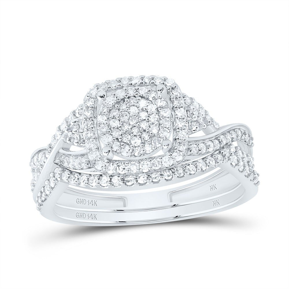 14K White Gold Diamond Fashion Cushion Bridal Set 1/2 Cttw - Splendid Jewellery