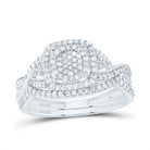 14K White Gold Diamond Fashion Cushion Bridal Set 1/2 Cttw - Splendid Jewellery